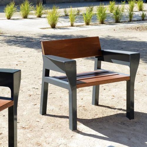 Fauteuil urbain contemporain - LINK - univers & cité | mobilier urbain - en bois / en acier / pour espace public