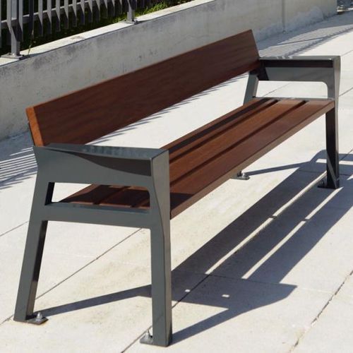 Banc public contemporain - LINK - univers & cité | mobilier urbain - en bois / en acier / avec dossier