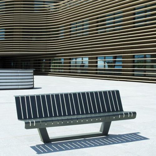 Banc public contemporain - LIA - univers & cité | mobilier urbain - en acier / avec dossier / sans accoudoirs