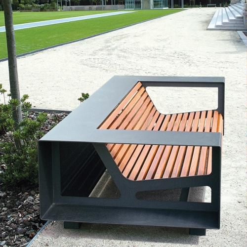 Canapé contemporain - NÉO  - univers & cité | mobilier urbain - d'extérieur / en bois / avec accoudoirs
