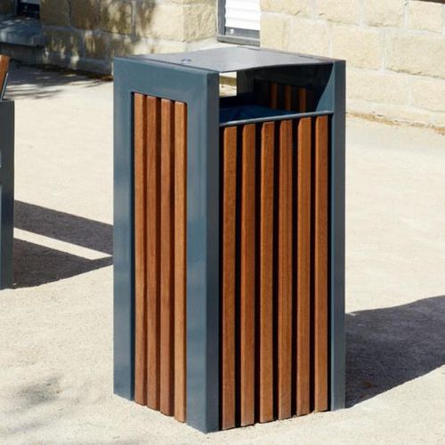 Poubelle publique - CINÉO  - univers & cité | mobilier urbain - en acier / avec cendrier intégré / avec couvercle