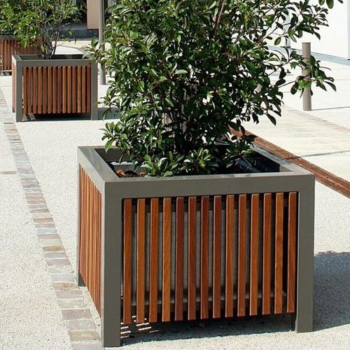 Jardinière en bois - CINÉO - univers & cité | mobilier urbain - en acier / carrée / ronde