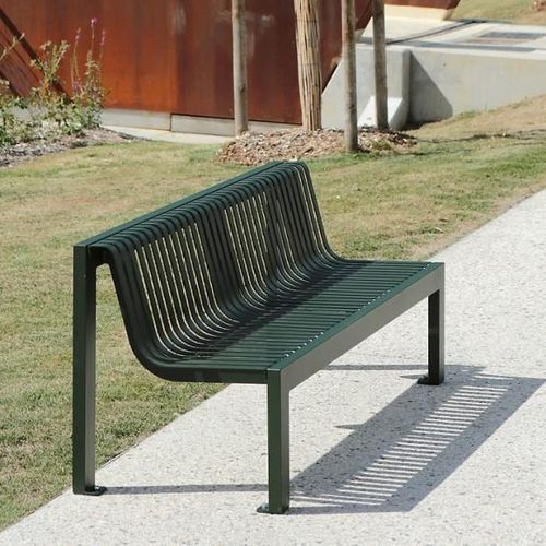 Banc public contemporain - SYNERGIE - univers & cité | mobilier urbain - en acier / avec dossier / sans accoudoirs