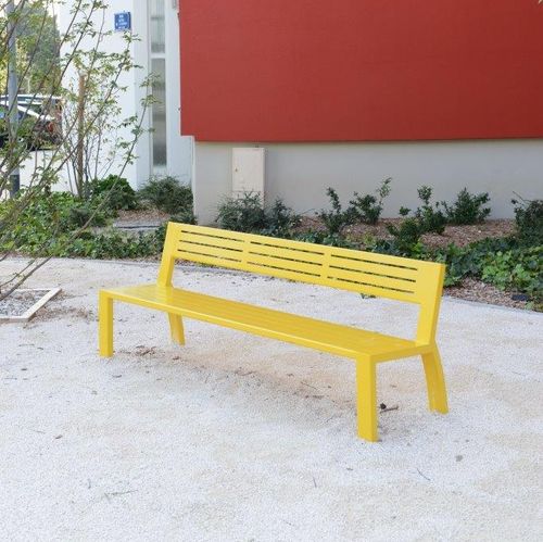 Banc public contemporain - CLÉA  - univers & cité | mobilier urbain - en acier / avec dossier / sans accoudoirs