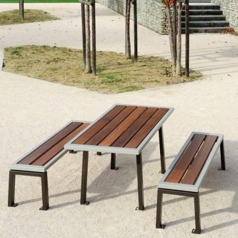 Table contemporaine - ZÉO - univers & cité | mobilier urbain - en bois / en acier / avec piètement en acier