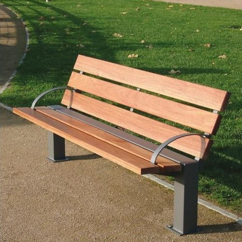Banc public contemporain - CLASSICO  - univers & cité | mobilier urbain - en bois / en acier / avec dossier