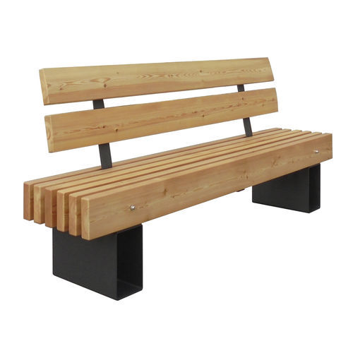 Banc public contemporain - OSAKA - VASART URBAN DESIGN - en bois / en métal peint / avec dossier