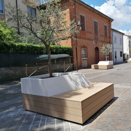 Jardinière en béton - LAYER - VASART URBAN DESIGN - en bois / en acier inoxydable / carrée