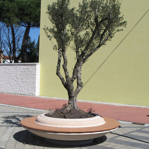 Jardinière en béton - CAPRI - VASART URBAN DESIGN - ronde / avec banc intégré / contemporaine