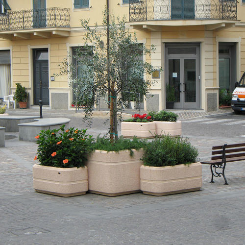 Jardinière en béton - QUARZO - VASART URBAN DESIGN - en bois / carrée / en forme de L