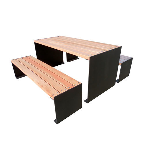 Table de pique-nique contemporaine - PARK - VASART URBAN DESIGN - en bois / avec piètement en métal peint / rectangulaire