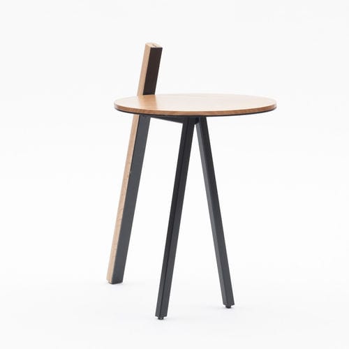Table d'appoint de style minimaliste - ORION - SOCA - en bois / avec piètement en métal / ronde