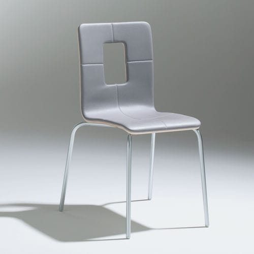 Chaise de restaurant contemporaine - MAGIC WINDOW - SOCA - d'intérieur / en cuir / en métal chromé