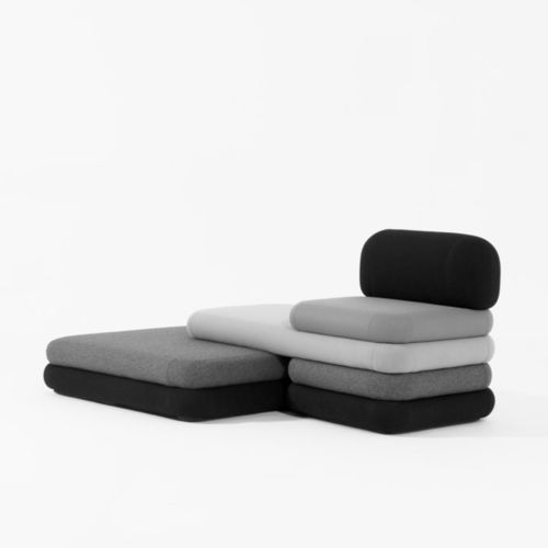 Banquette contemporaine - DÉRIVÉE PARTIELLE - SOCA - en tissu / pour hôtel / avec dossier