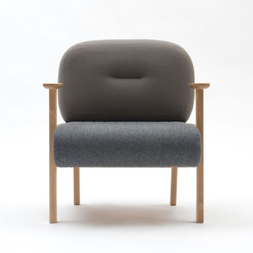 Fauteuil contemporain - MAJORANA - SOCA - en tissu / en bois / gris