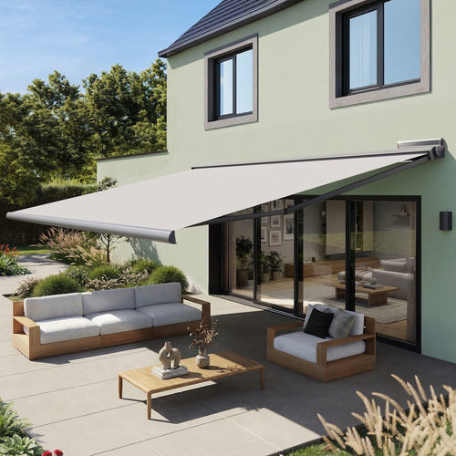 Store banne à projection - F&Eacute;LICIA 2.0 SUNPOWERED - FRANCIAFLEX - coffre / motorisé / de terrasse