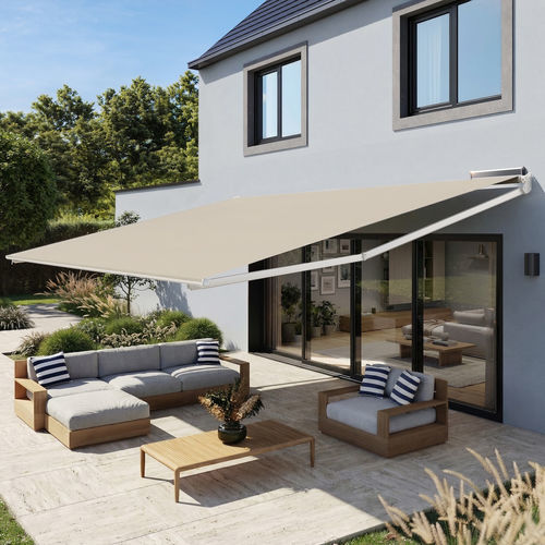 Store banne à projection - SUPER 2 SUNPOWERED - FRANCIAFLEX - motorisé / de terrasse / de balcon