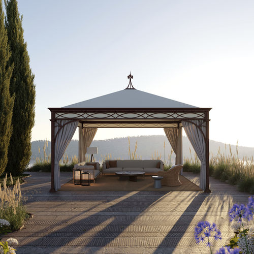 Gazebo en fer forgé - MALATESTA - UNOSIDER - en PVC / toit en toile / structure en métal