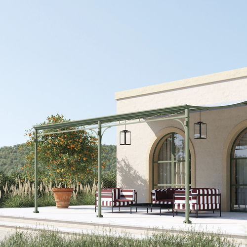 Pergola adossée - NOVECENTO RAIN (PRESTIGE) - UNOSIDER - en PVC / en fer forgé / sur mesure