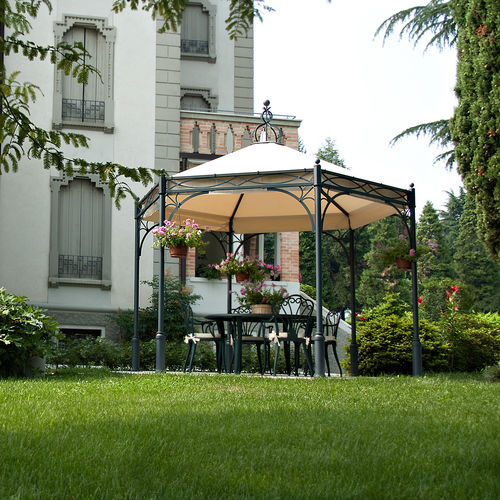 Gazebo en acier - NOVECENTO ESAGONO - UNOSIDER - toit en toile / professionnel