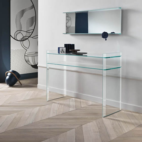 Console contemporaine - QUILLER - TONELLI Design - en noyer / en MDF / en verre