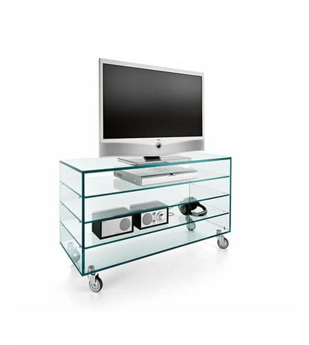 Meuble de télévision contemporain - COMÒ ALTO - TONELLI Design - à roulettes / en verre / non spécifié