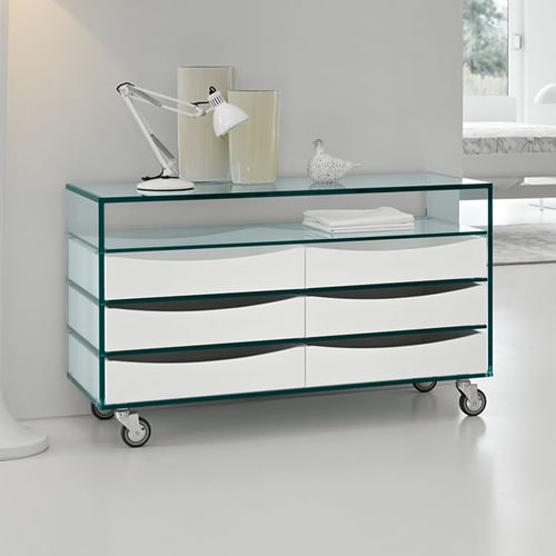 Commode contemporaine - COMÒ ALTO - TONELLI Design - en verre / à roulettes / non spécifié