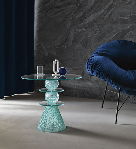 Table d'appoint design original - IL PAESE DELLE MERAVIGLIE - TONELLI Design - en verre / ronde / résidentielle