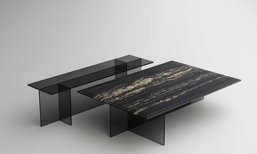 Table basse contemporaine - SESTANTE - TONELLI Design - en marbre / avec piètement en verre / rectangulaire
