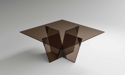 Table à manger contemporaine - Crossover - TONELLI Design - en verre / avec piètement en métal / rectangulaire