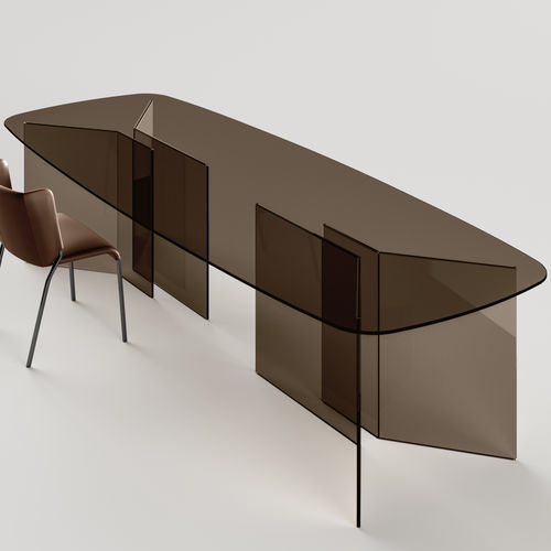Table à manger contemporaine - Thrim - TONELLI Design - en verre trempé / avec piètement en verre / rectangulaire