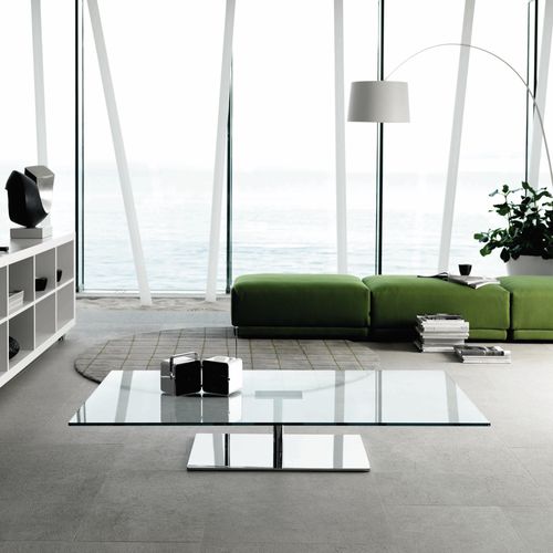 Table basse contemporaine - FARNIENTE - TONELLI Design - en verre / en métal chromé / rectangulaire