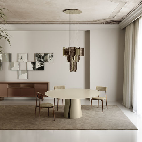 Table à manger contemporaine - WISTON - TONELLI Design - en verre trempé / en verre laqué / en grès cérame