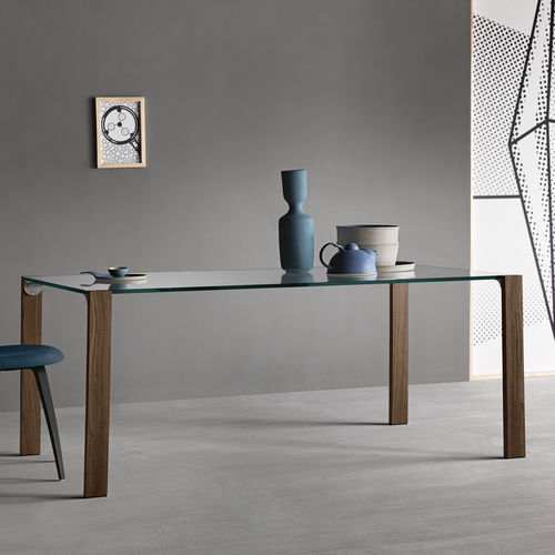 Table à manger contemporaine - LIVINGSTAND - TONELLI Design - en bois / en verre / en cuir