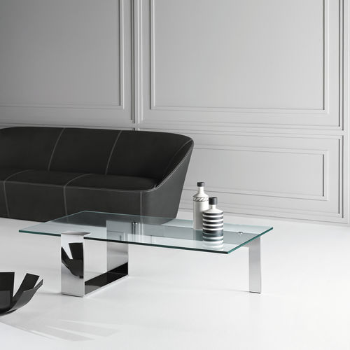 Table basse contemporaine - PLINSKY - TONELLI Design - en verre trempé / en métal chromé / rectangulaire