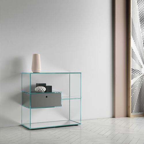 Étagère contemporaine - LIBER - TONELLI Design - en bois / en verre / avec tiroir