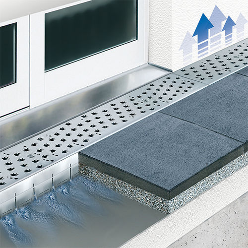 Caniveau à grille - MEATEC - MEA Water Management - MEA Bautechnik GmbH - à fente / en béton de résine / grille en inox