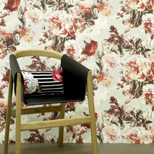 Papier peint contemporain - FLAMBOYANT - LELIEVRE - en vinyle / à motif floral / aspect tissu