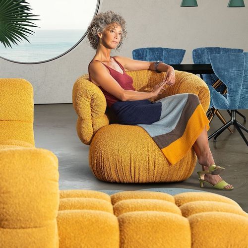 Fauteuil contemporain - BALAAO - BRETZ - en tissu / en bois / avec repose-pieds