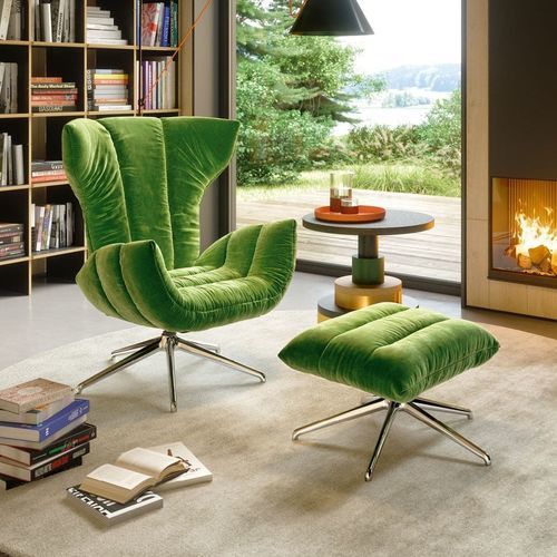 Fauteuil contemporain - CASSIA - BRETZ - en tissu / en bois / avec repose-pieds