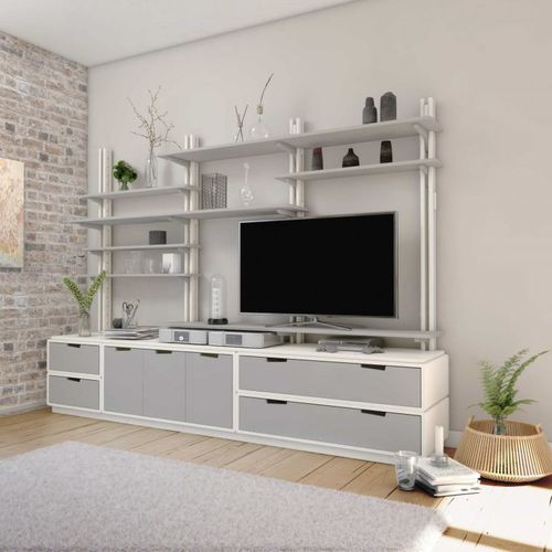 Ensemble TV mural contemporain - ESPACE LOGGIA - en bois laqué / modulable
