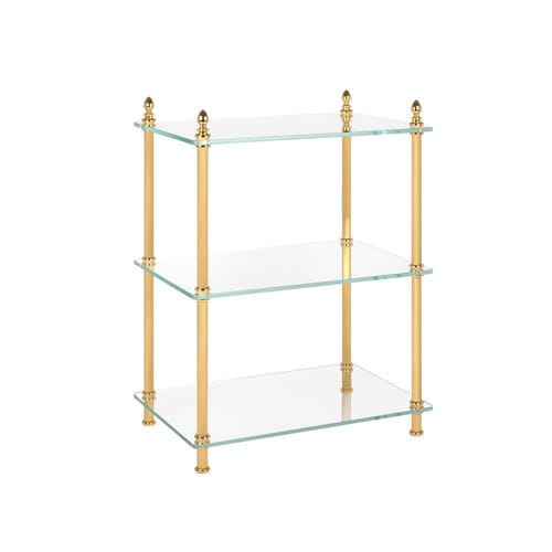 Guéridon classique - FS01-6125 - Cristal&Bronze - en verre / avec piètement en laiton / rectangulaire