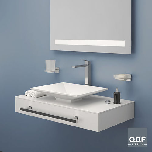 Plan vasque en Fenix NTM® - 4P090 A0 - ODF Paris - à usage professionnel / sur mesure / avec porte-serviettes intégré