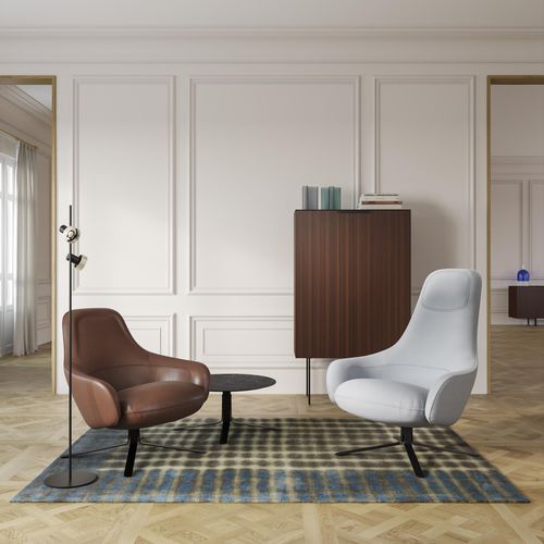 Fauteuil contemporain - MOA - CINNA - en tissu / en cuir / en mousse