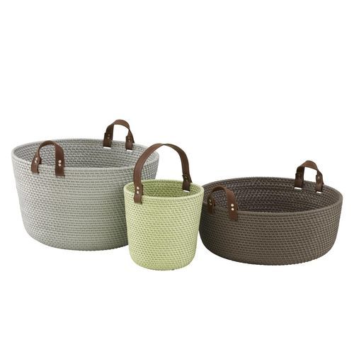 Panier de rangement en cuir - CHARMOTTE - CINNA - en rotin