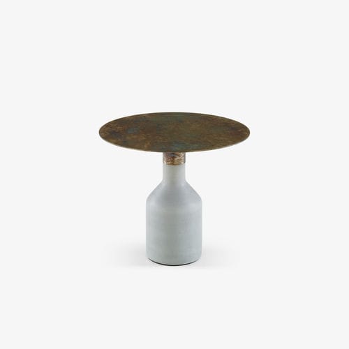 Table d'appoint contemporaine - OXYDATION - CINNA - en métal / en pierre / avec piètement en pierre