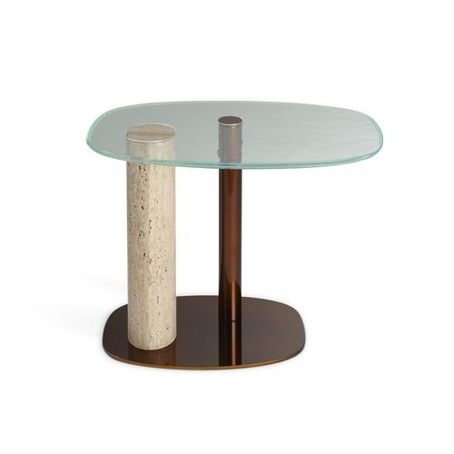 Table d'appoint contemporaine - SILO - ROCHE BOBOIS - en verre / avec piètement en métal chromé / résidentielle