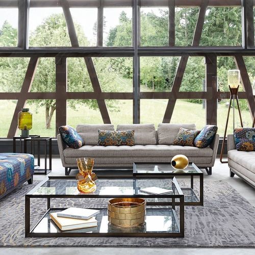 Console contemporaine - METALLICA - ROCHE BOBOIS - en verre / avec piètement en acier / rectangulaire