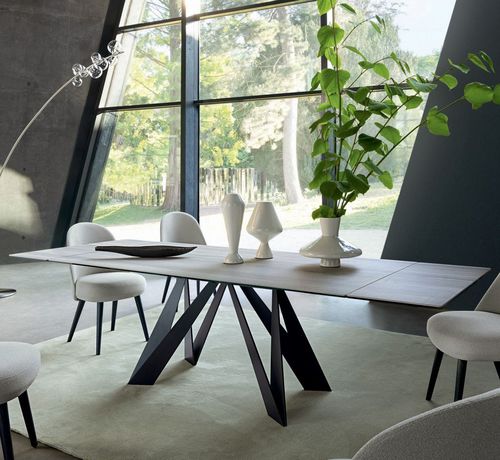 Table à manger contemporaine - CIGALE - ROCHE BOBOIS - en céramique / avec piètement en acier / rectangulaire