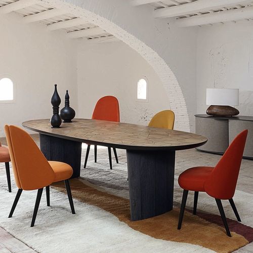 Chaise contemporaine - IDENTITIES - ROCHE BOBOIS - d'intérieur / en tissu / en cuir